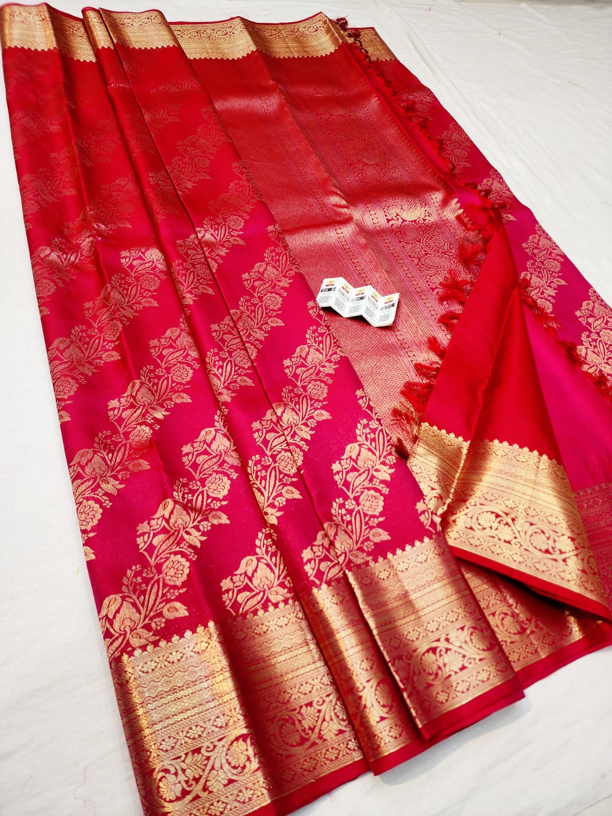 Kanchipuram Pure Silk Saree Bridal Reddish Pink Kanjivaram Sari SPK264