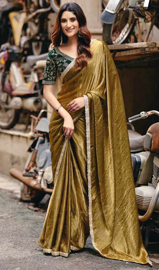 Indian Fancy Party wear Saree Fendi Silk Sari Green S137