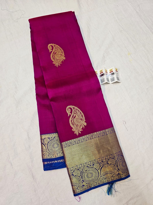 Kanchipuram Pure Silk Saree Bridal Pink Kanjivaram Sari SPK285