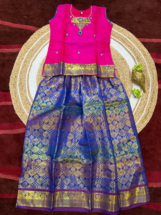 Indian Lehenga Pattu Pavadai Sattai Skirt Top G39