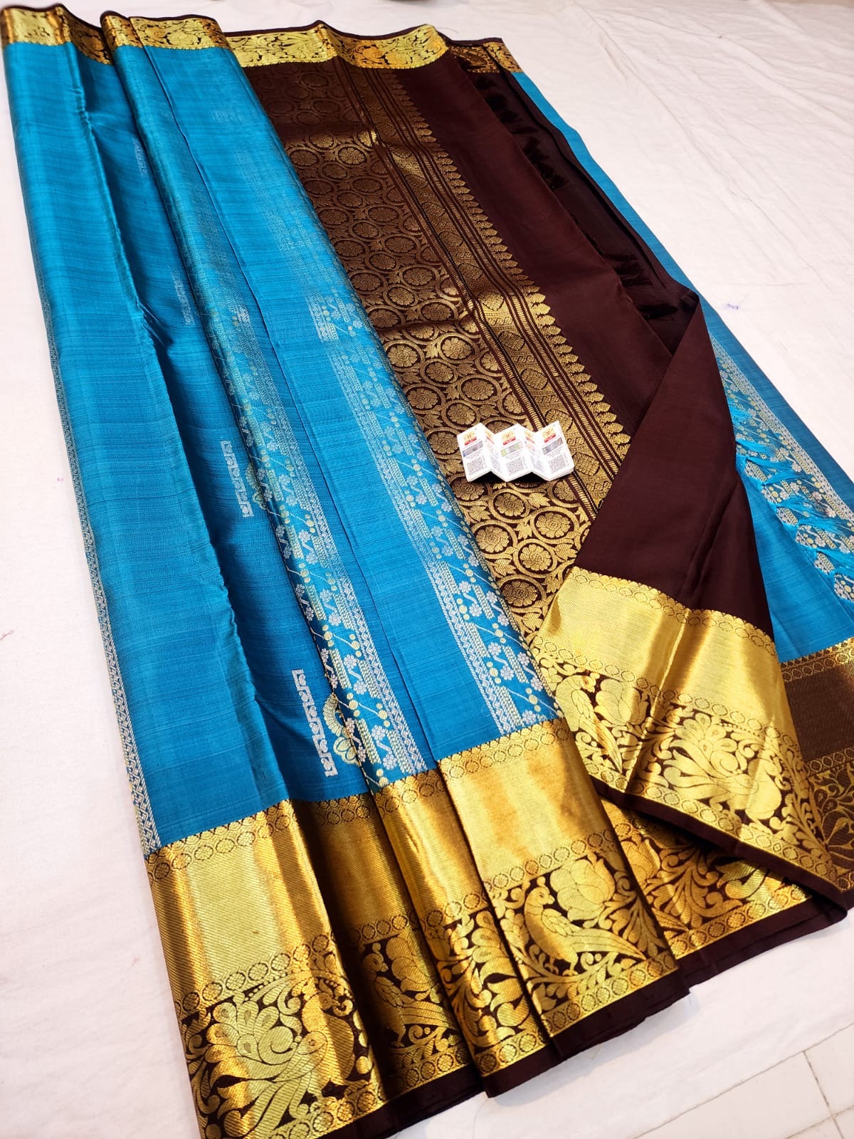 Kanchipuram Pure Silk Saree Bridal Blue Kanjivaram Sari SPK260