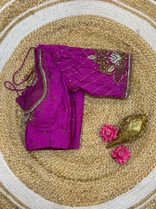 36” Small size Aari Worked Sari Blouse Indian Saree Hot Pink B208