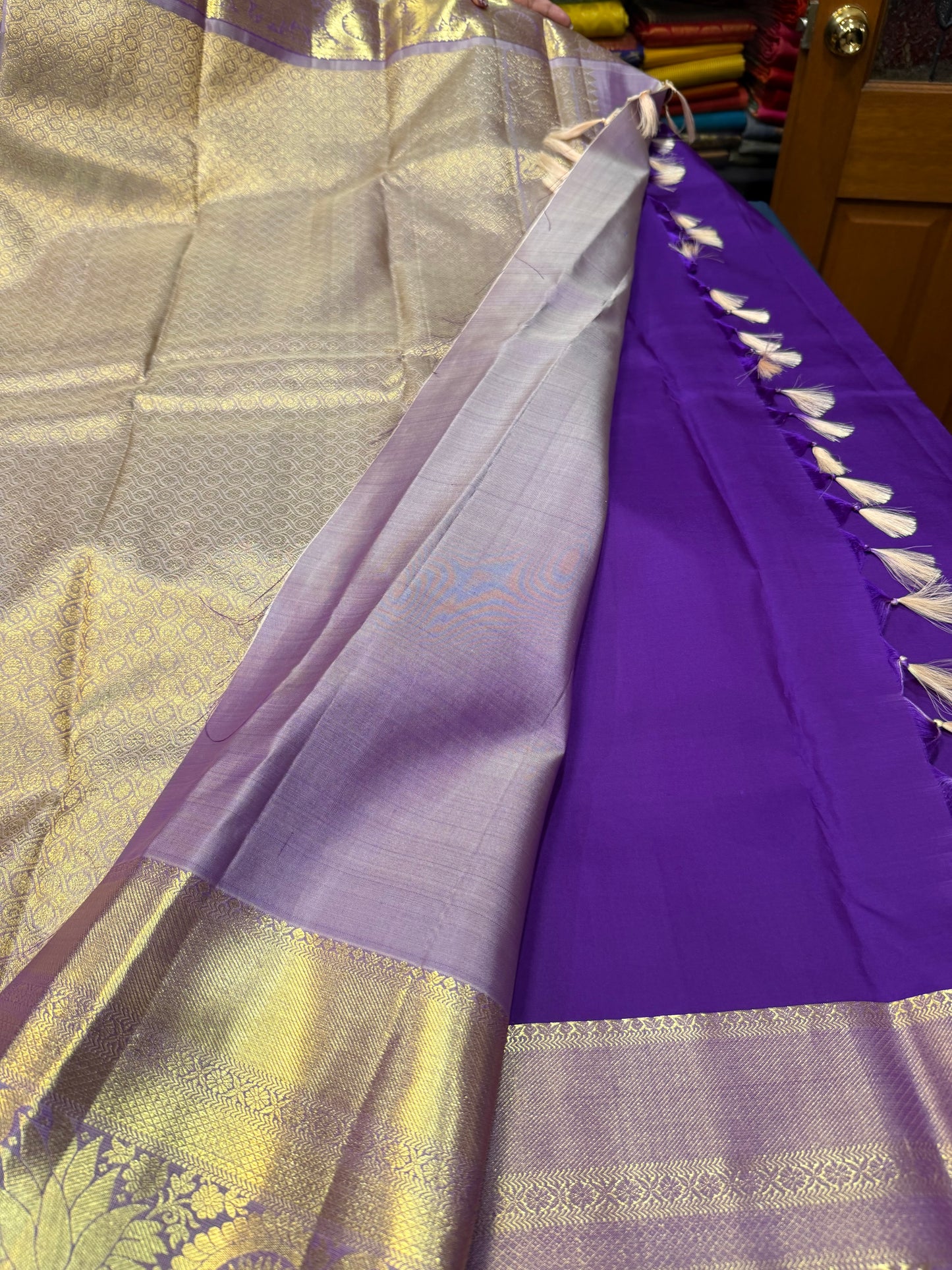 Kanchipuram Pure Silk Saree Bridal Purple Kanjivaram Sari SPK298