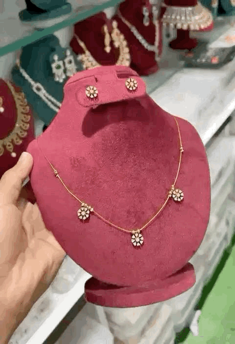 Indian Brass Necklace & Earrings Jewellery Set N59