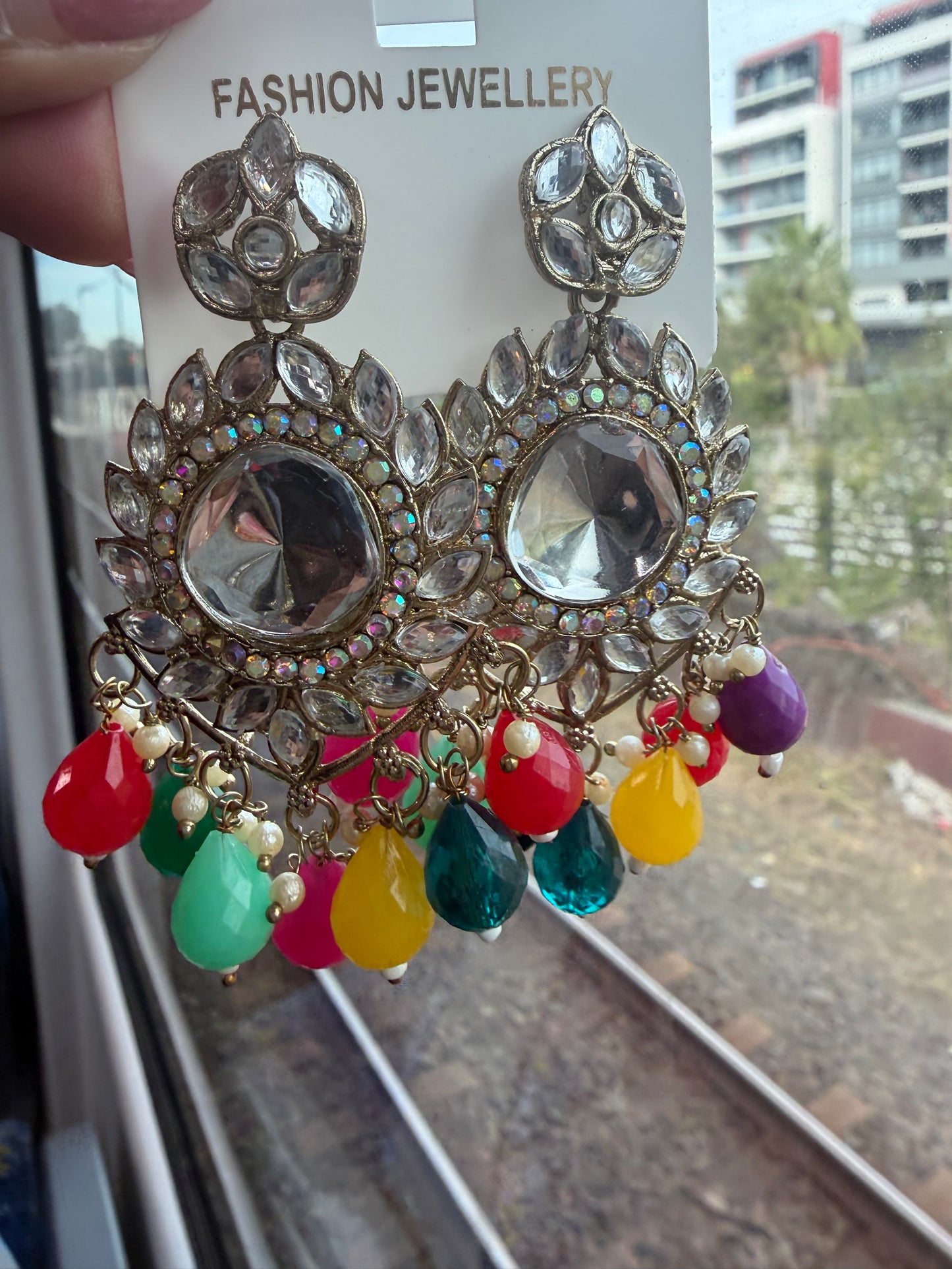 Multi coloured Indian Earrings Stylish Indian Jewellery E18