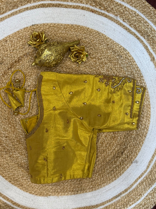 42” XL Size 12 size Aari Worked Sari Blouse Indian Saree Top Gold B151
