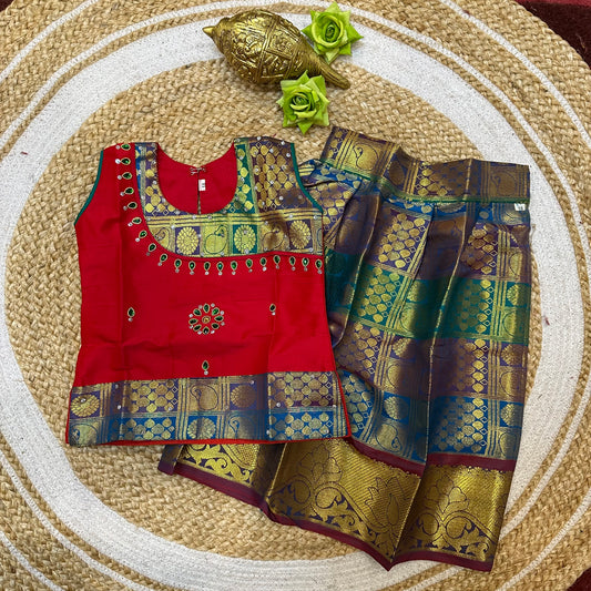 Indian Lehenga Pattu Pavadai Sattai Skirt Top G22