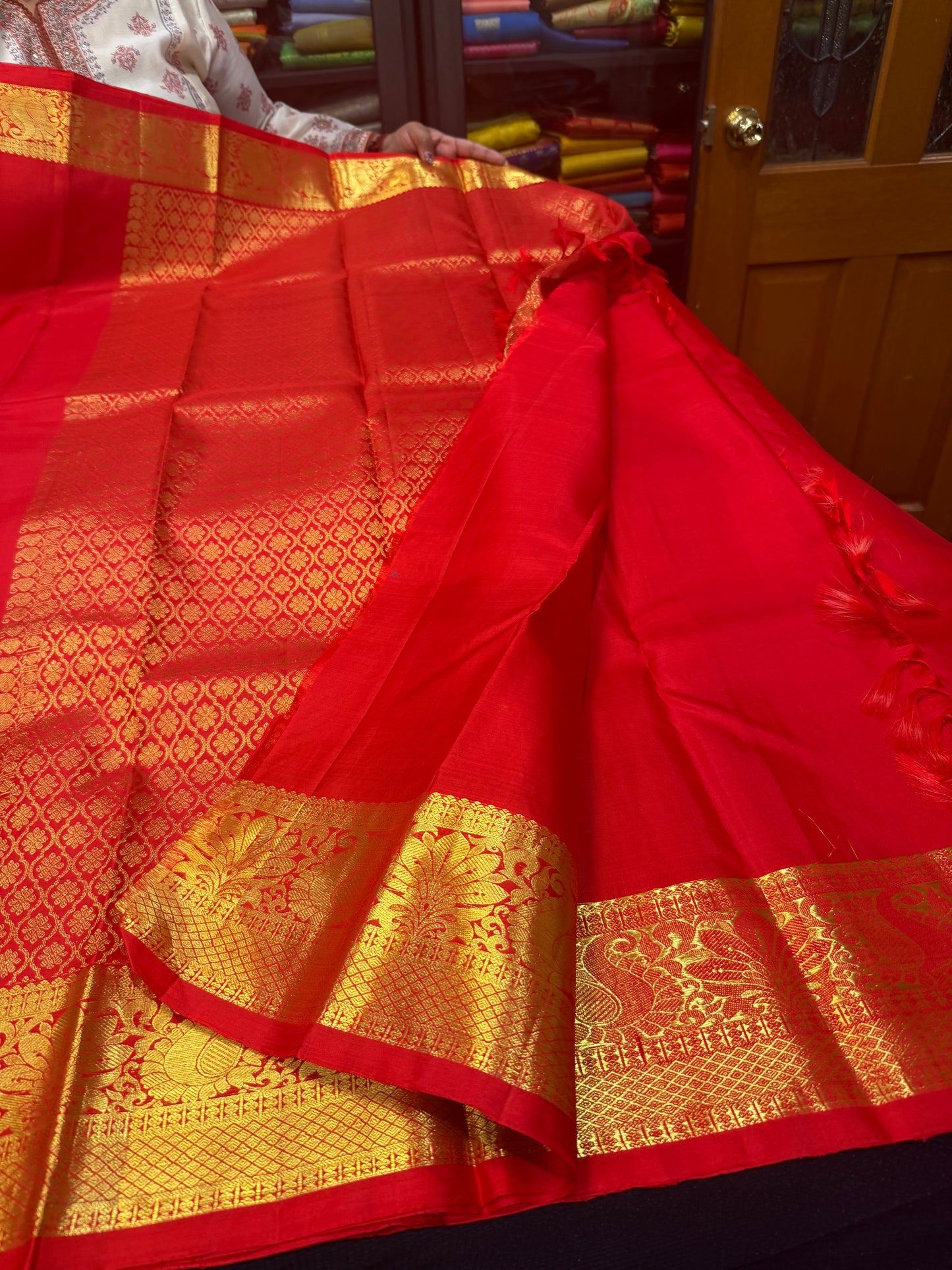 Kanchipuram Pure Silk handloom Saree Indian Kanjivaram Red Sari SPK360