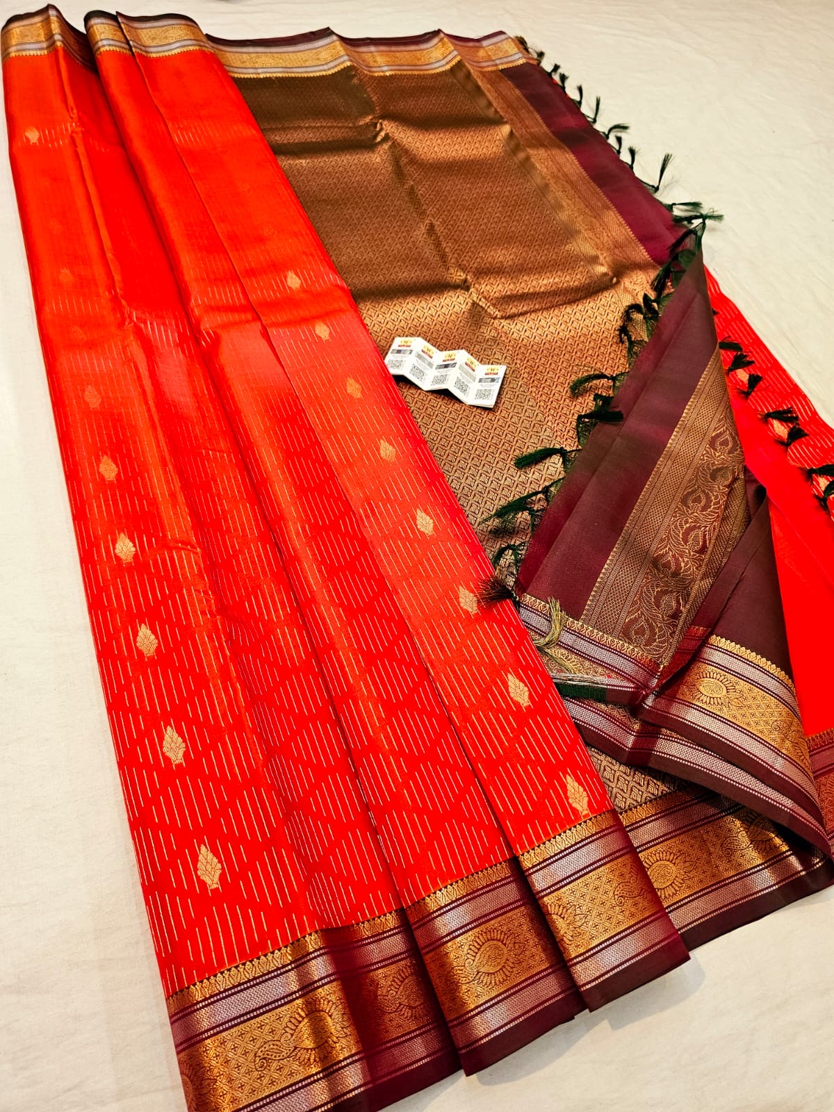 Kanchipuram Pure Silk Saree Bridal Indian Kanjivaram Sari SPK354