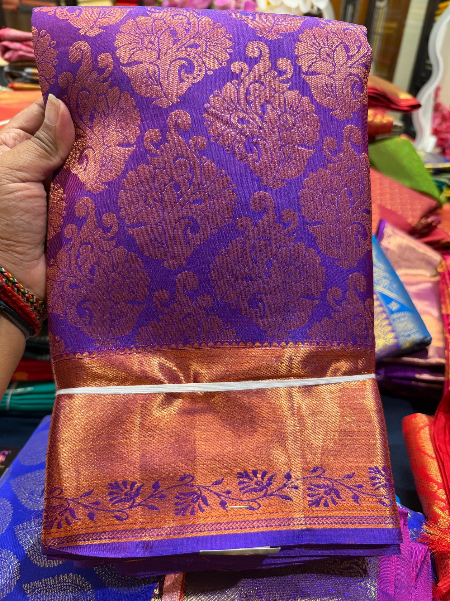 Kanchipuram Pure Silk Saree Purple Bridal Kanjivaram Sari| SPK167
