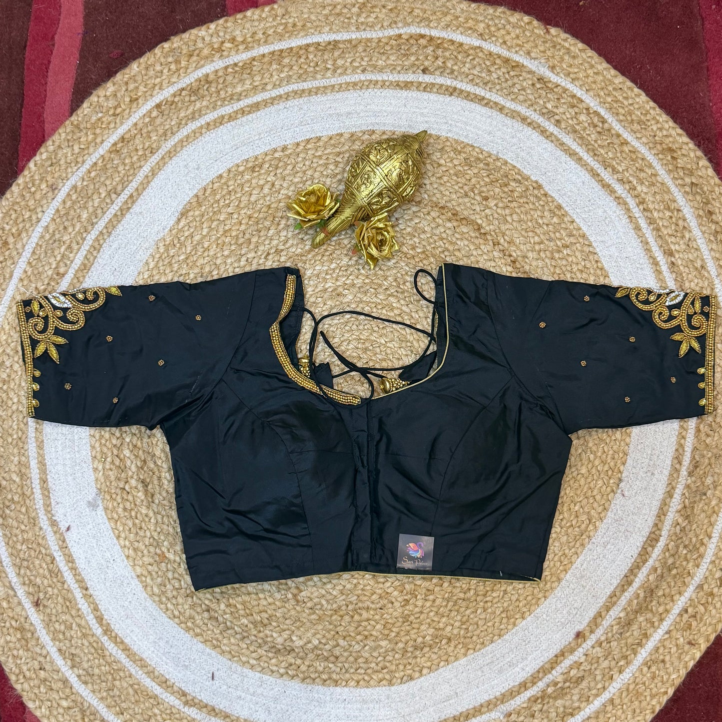 38” M Size 8 Aari Worked Sari Blouse Indian Saree Top Black B283