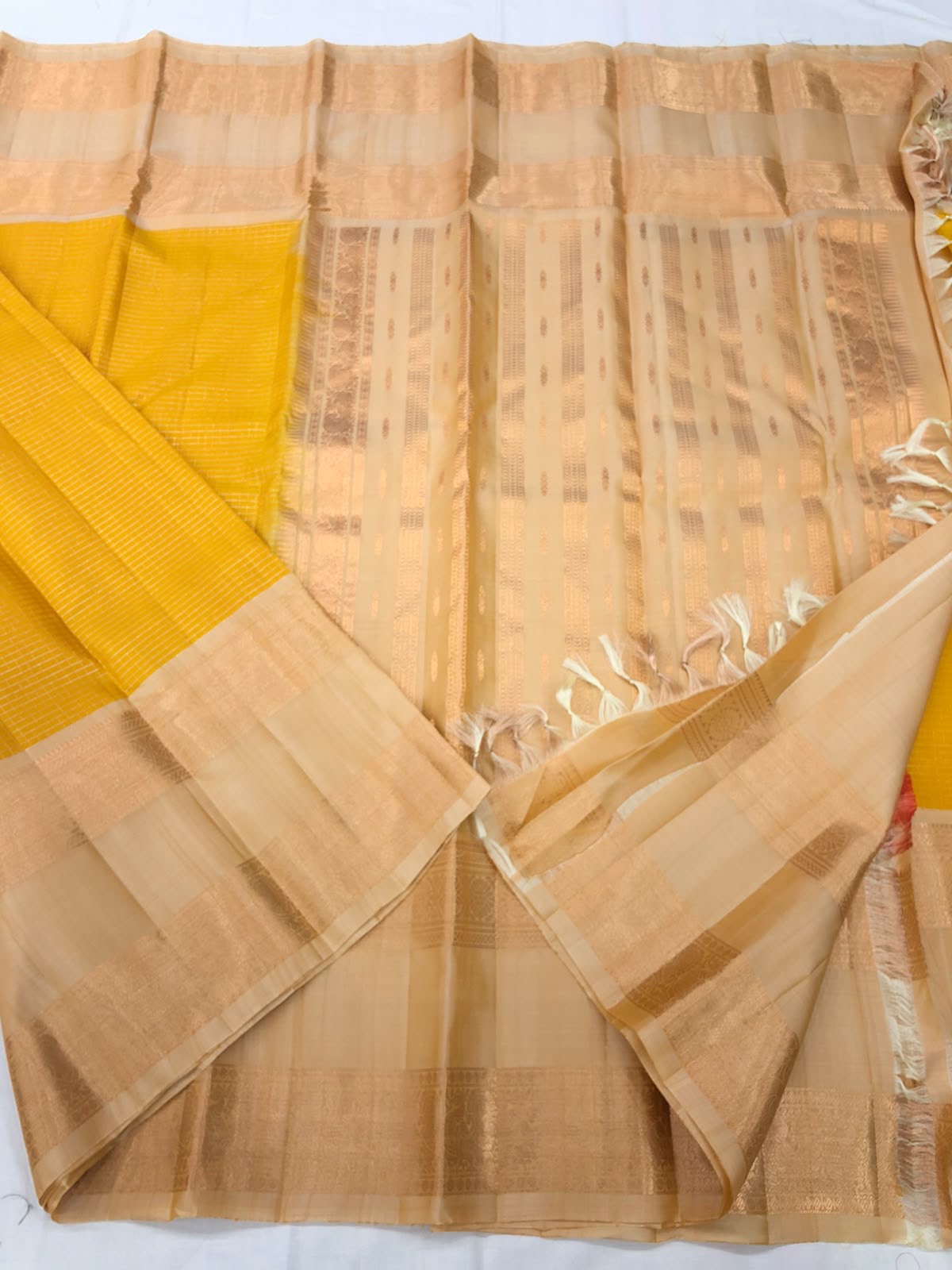 50/50 Blend Mix Kanchipuram Silk Saree Bridal Indian Kanjivaram Sari SPK352