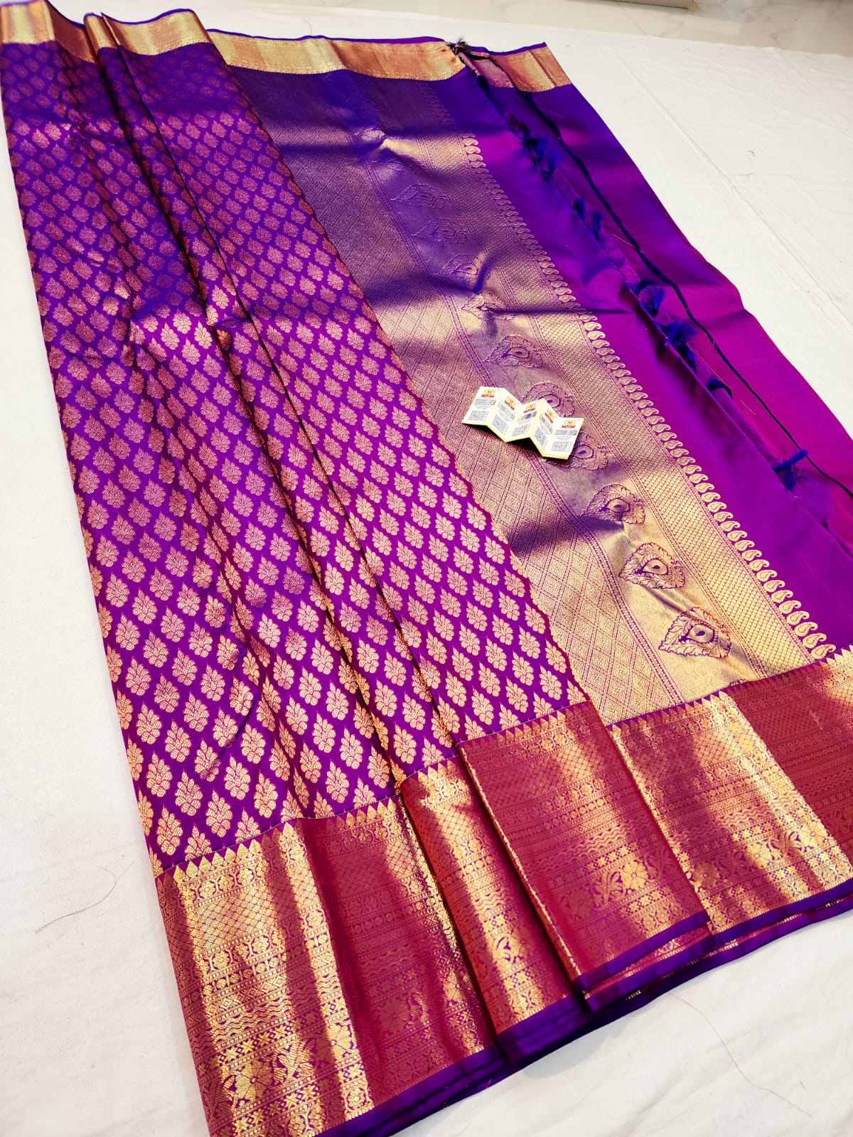 Bridal Kanchipuram Pure Silk Saree Purple Kanjivaram Sari| SPK093
