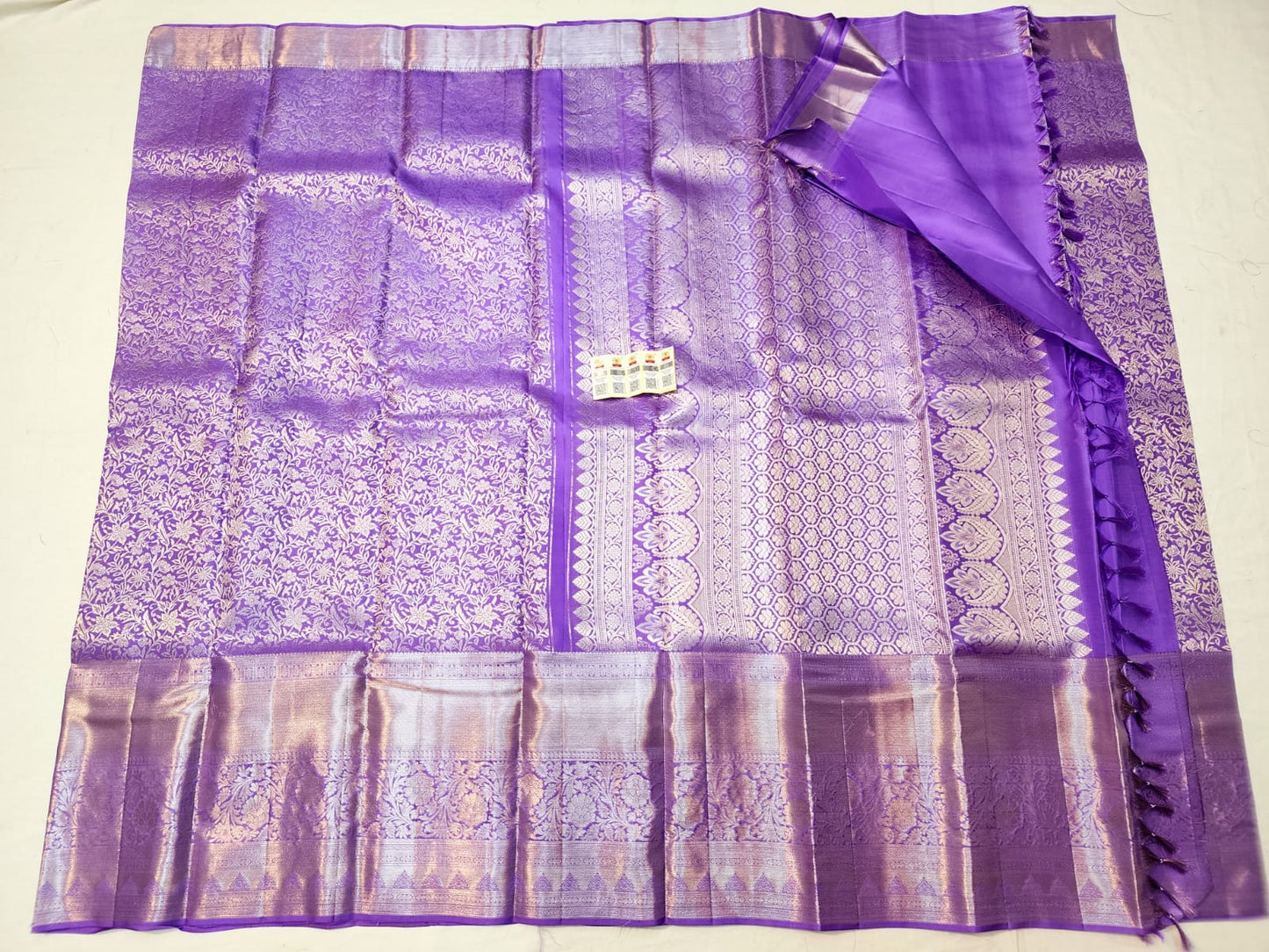 Bridal Kanchipuram Pure Silk Saree Purple Kanjivaram Sari| SPK161