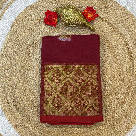 Soft Silk Cotton Sari Indian Maroon Saree S114