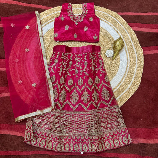32” Size Age 7 to 9 Pink Indian Lehenga Pavadai Sattai Skirt Top G77 Col 3