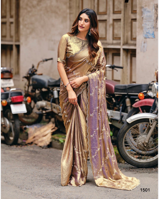 Indian Fancy Party wear Saree Fendi Silk Bollywood Sari C23