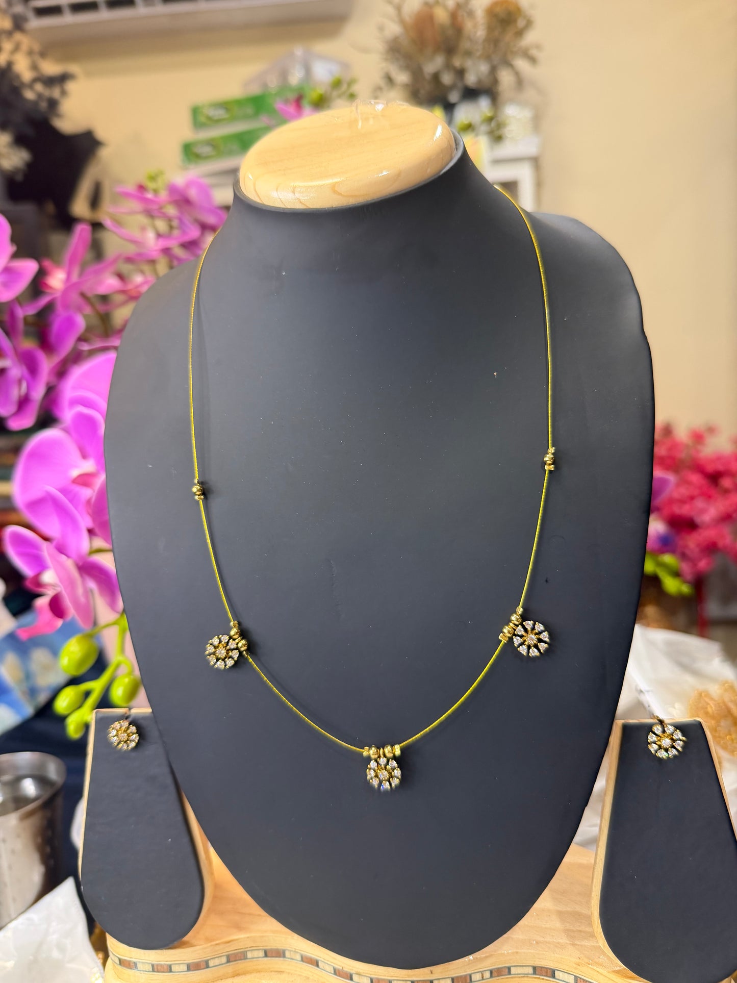 Indian Brass Necklace & Earrings Jewellery Set N59