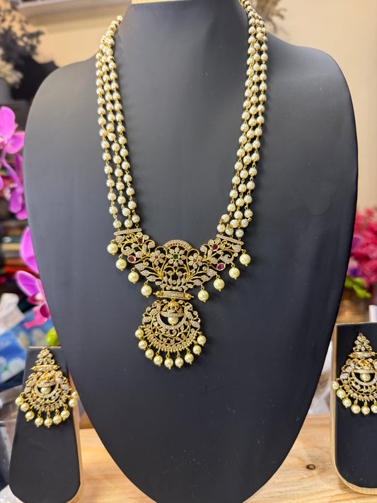 Indian Brass Necklace & Earrings Jewellery Set N69