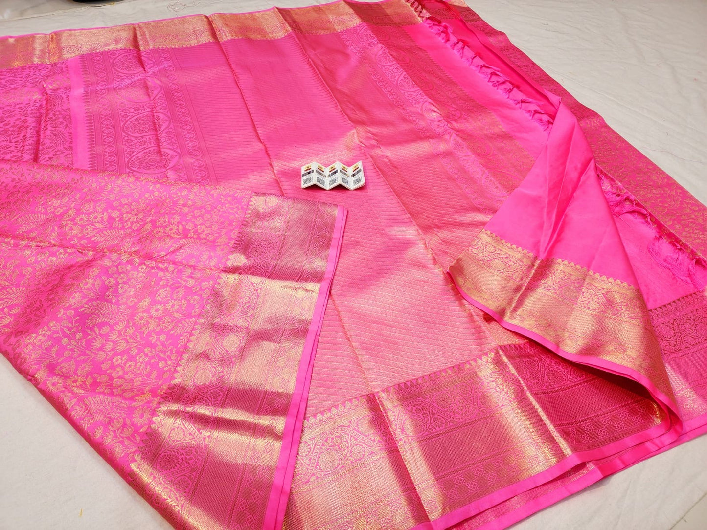 Kanchipuram Pure Silk Saree Bridal Pink Kanjivaram Sari SPK261