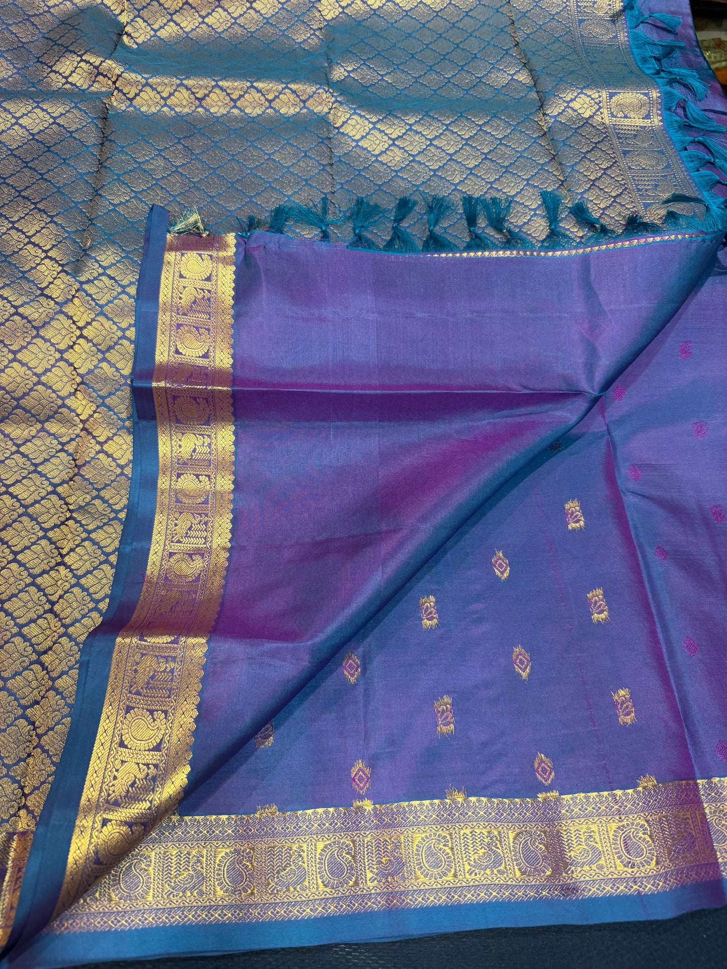 Bridal Blue Kanchipuram Pure Silk Saree Kanjivaram Sari SPK463