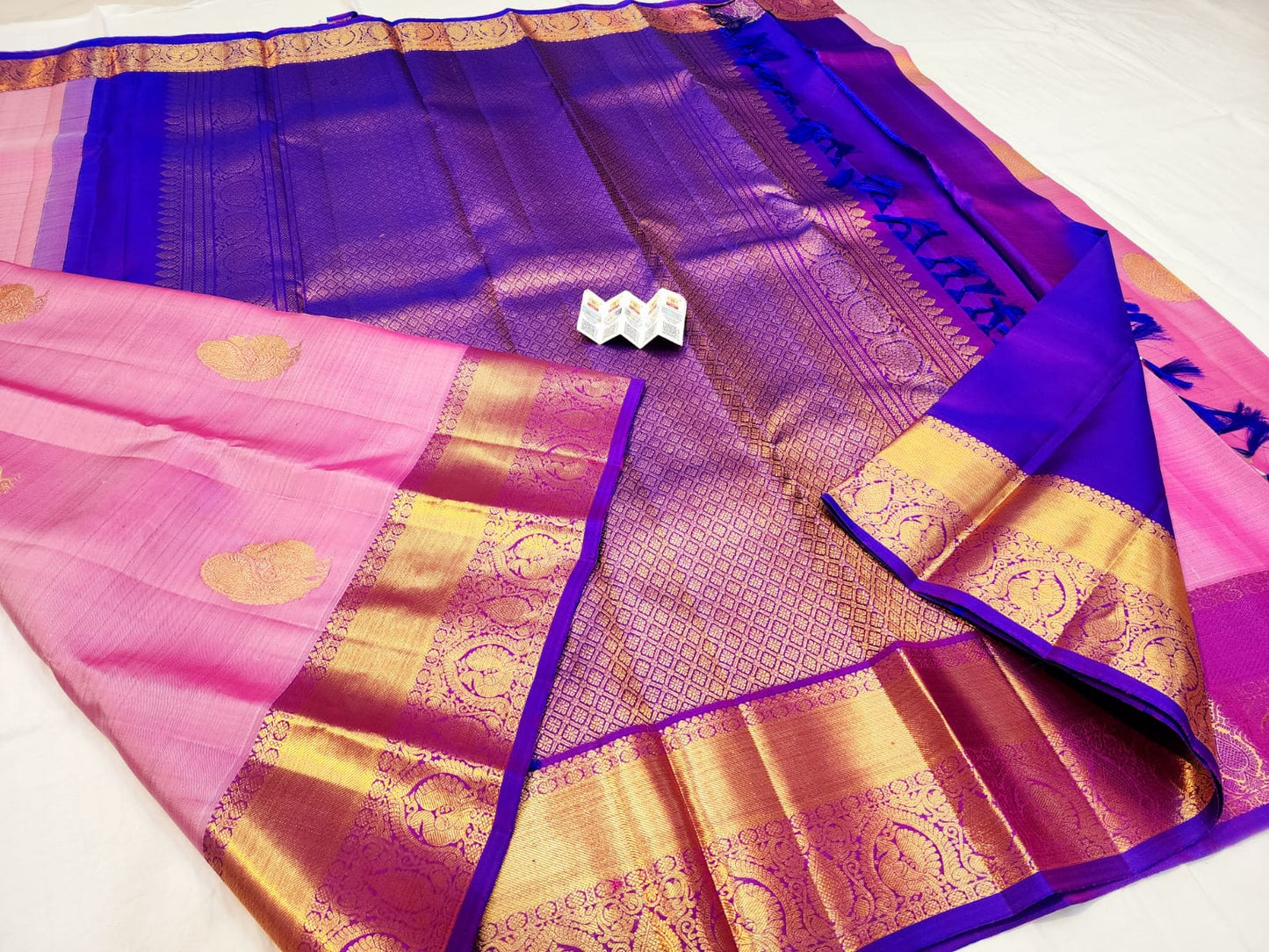 Kanchipuram Pure Silk Saree Bridal Pink Kanjivaram Sari SPK252