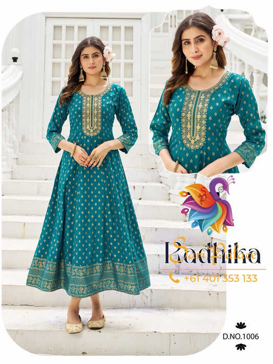 Indian Ladies Outfit Yellow/ Musrard Rayon Kurti Dress SS31