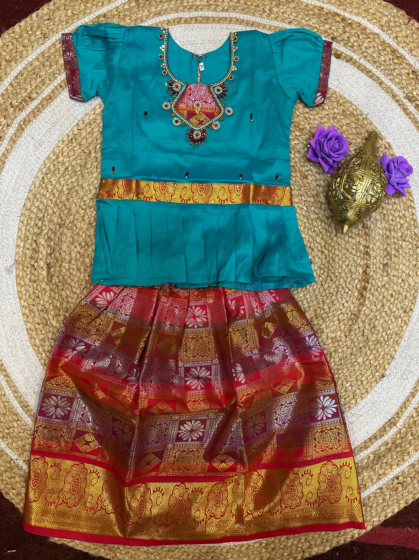 22” Size 3 Indian Lehenga Pattu Pavadai Sattai Skirt Top G5