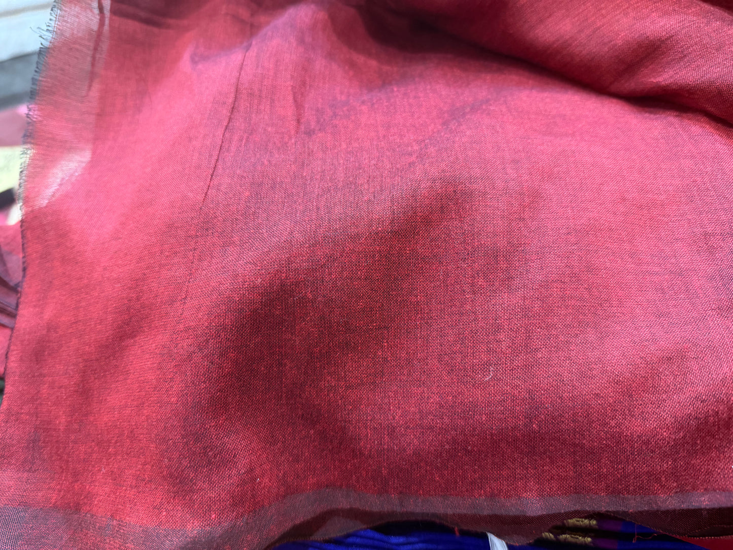 Khadi Soft Cotton Linen Sari Indian Saree Maroon S9