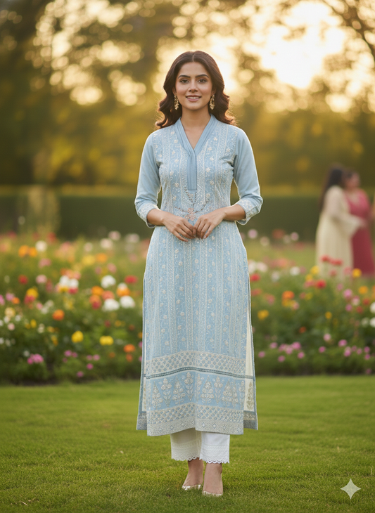 44” 2XL size 14 Indian Ladies Outfit Blue Salwar Kameez Suit SS23