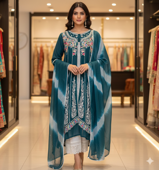 42” Indian Pakistani Suit Salwar Kameez Blue SS29