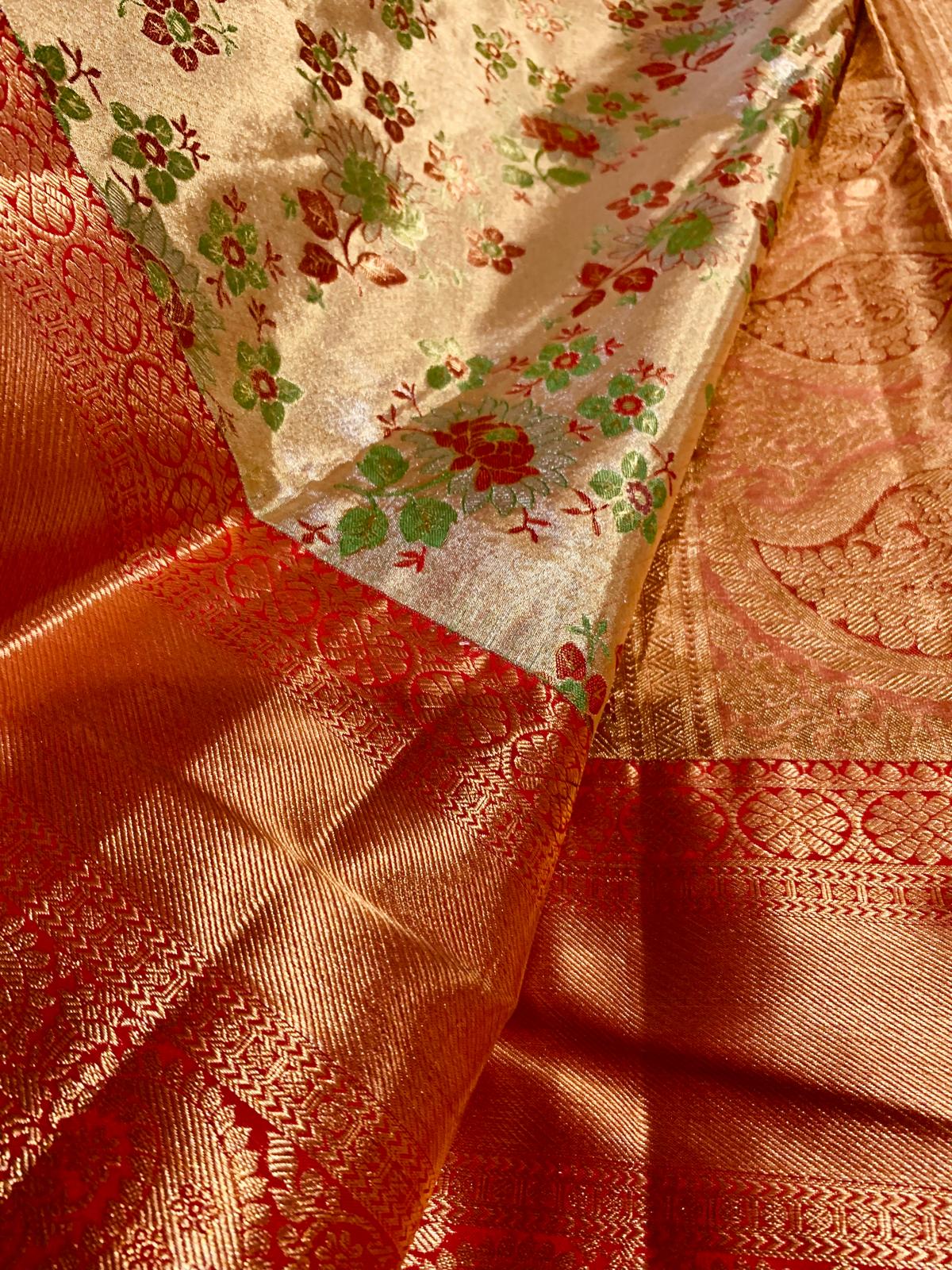 Bridal Kanchipuram Floral Tissue Sari | SPK013