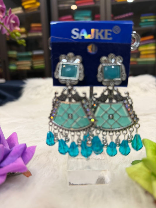 Blue Oxidised Earrings | SPE001