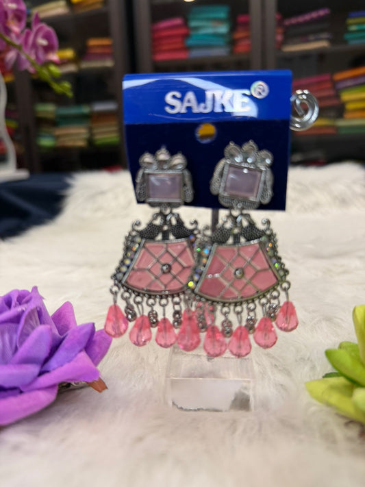 Pink Oxidised Earrings | SPE002