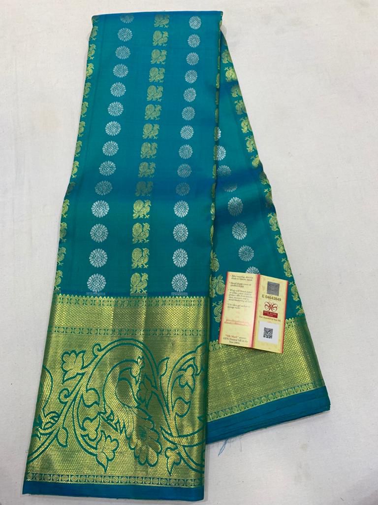 Kanchipuram Pure Silk Saree with Gold & Silver Zari | SPK070