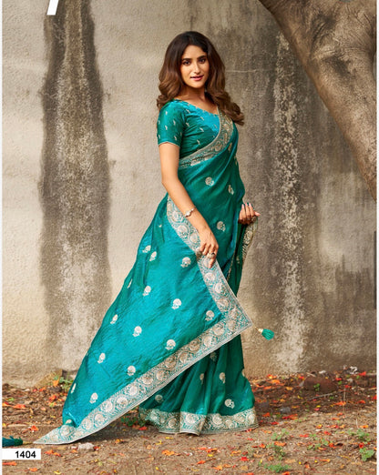 Indian Fancy Party wear Saree Fendi Silk Bollywood Sari C32