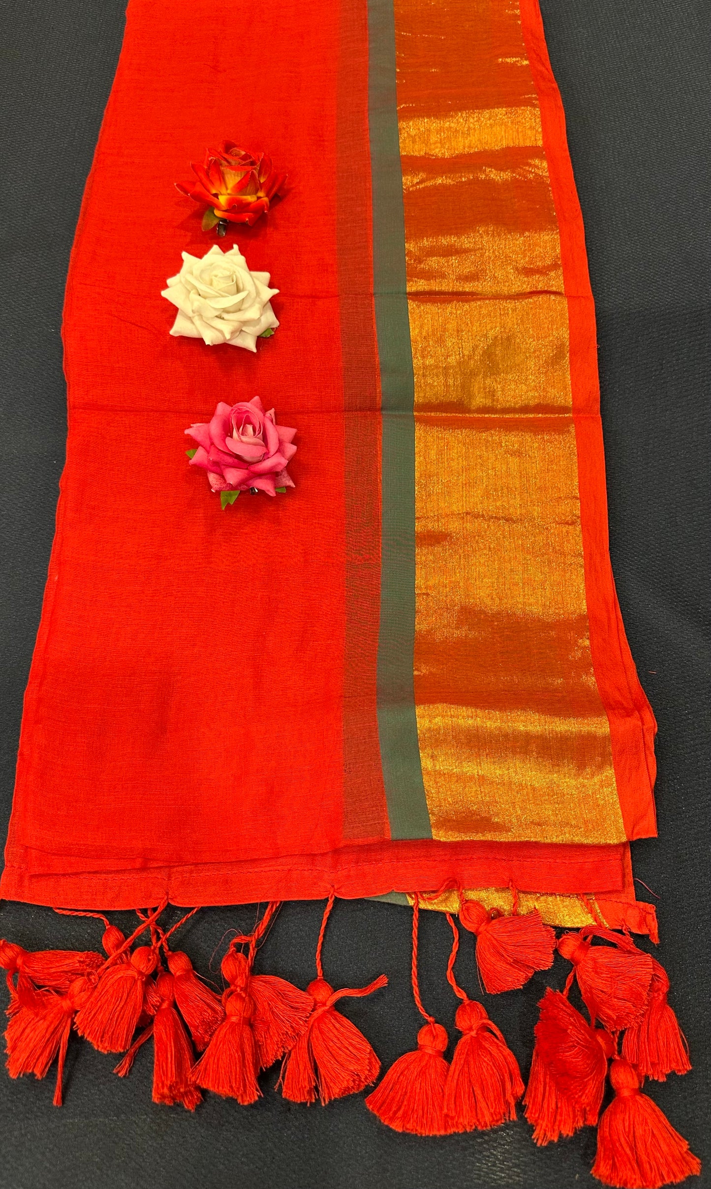 MUL Cotton Sari Indian casual Saree Red C31