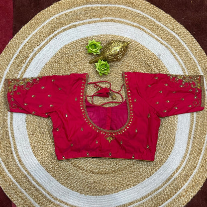 38” M Size 8 Aari Worked Sari Blouse Indian Saree Hot Pink B311