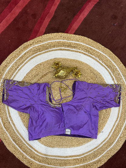 42” XL Size 12 size Aari Worked Sari Blouse Indian Saree Top Lavender B144
