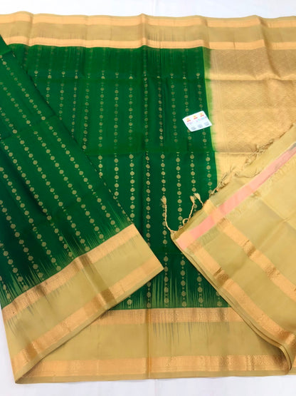 Vintage Retta Petta Pattu Soft Silk Saree Pure Silk Bridal Sari Green | SS25