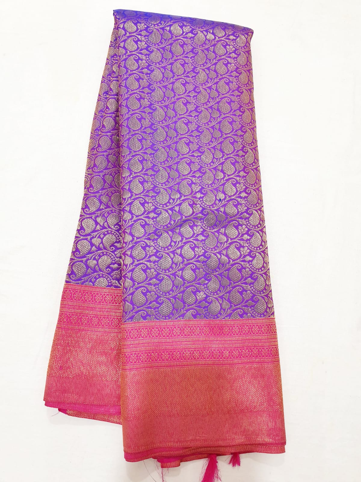 Kerala style Kanchipuram Pure Silk Purple & Pink Saree Matt Zari Kanjivaram Sari| SPK188