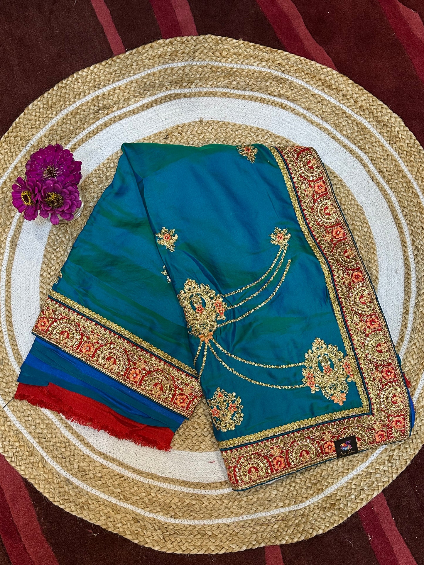 Peacock Blue Green Fancy Party wear Sari Indian Saree S40