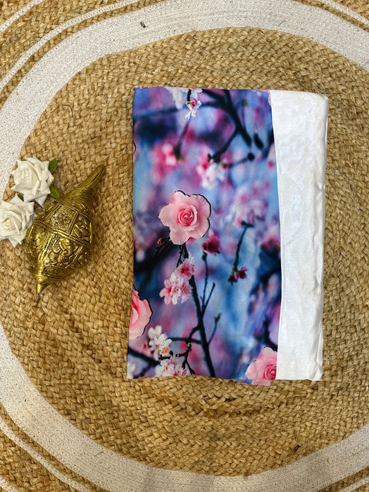 Fancy Party wear Satin Sari Indian Casual White Saree S90