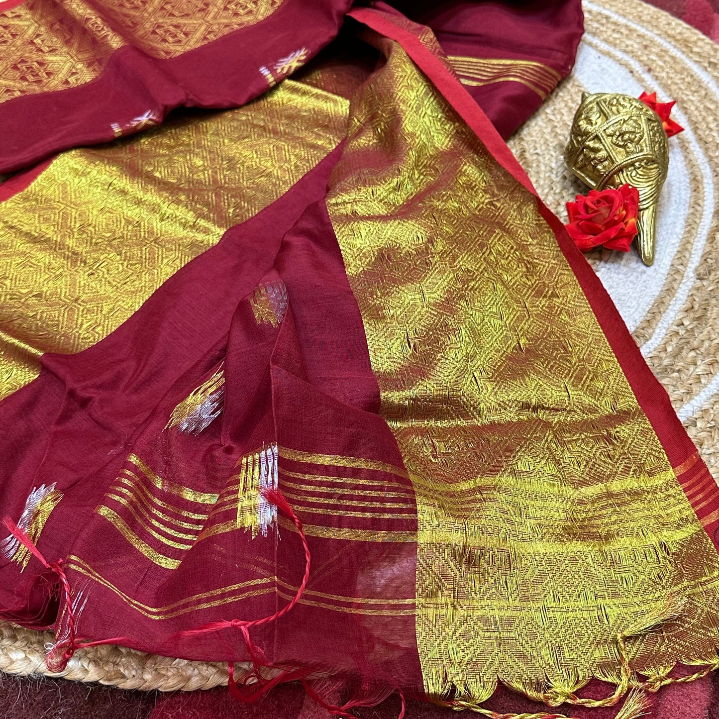 Soft Silk Cotton Sari Indian Maroon Saree S114