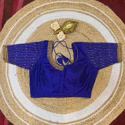 38” M Size 8 Aari Worked Sari Blouse Indian Saree Top Purple B320