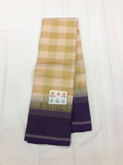 Kanchipuram Pure Silk Saree Indian Kanjivaram checkered Sari SPK358