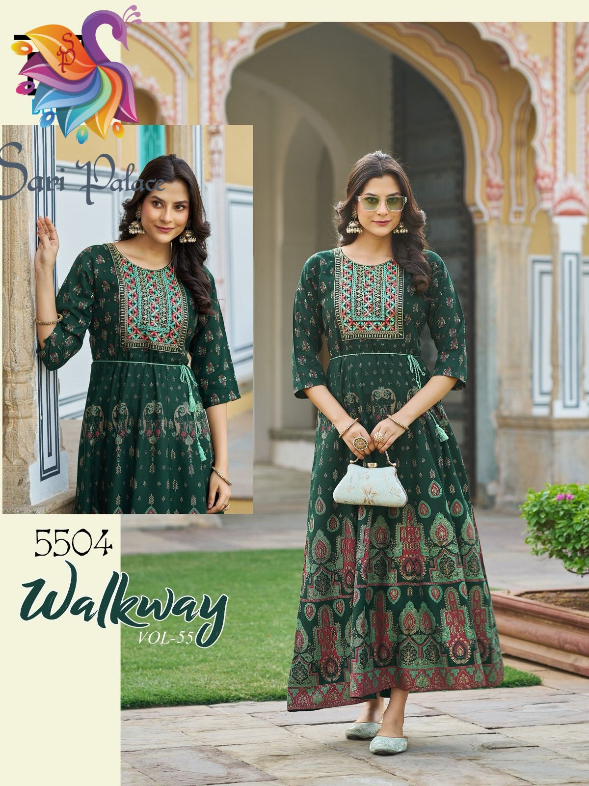 Navy Blue Indian Ladies Rayon Long Kurti Bollywood Dress SS38