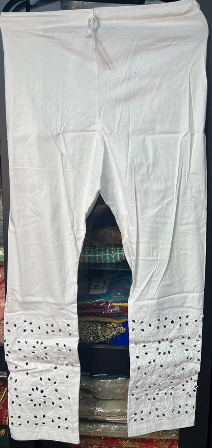 Small to Large Indian size stretchable Mirror White Pants P1