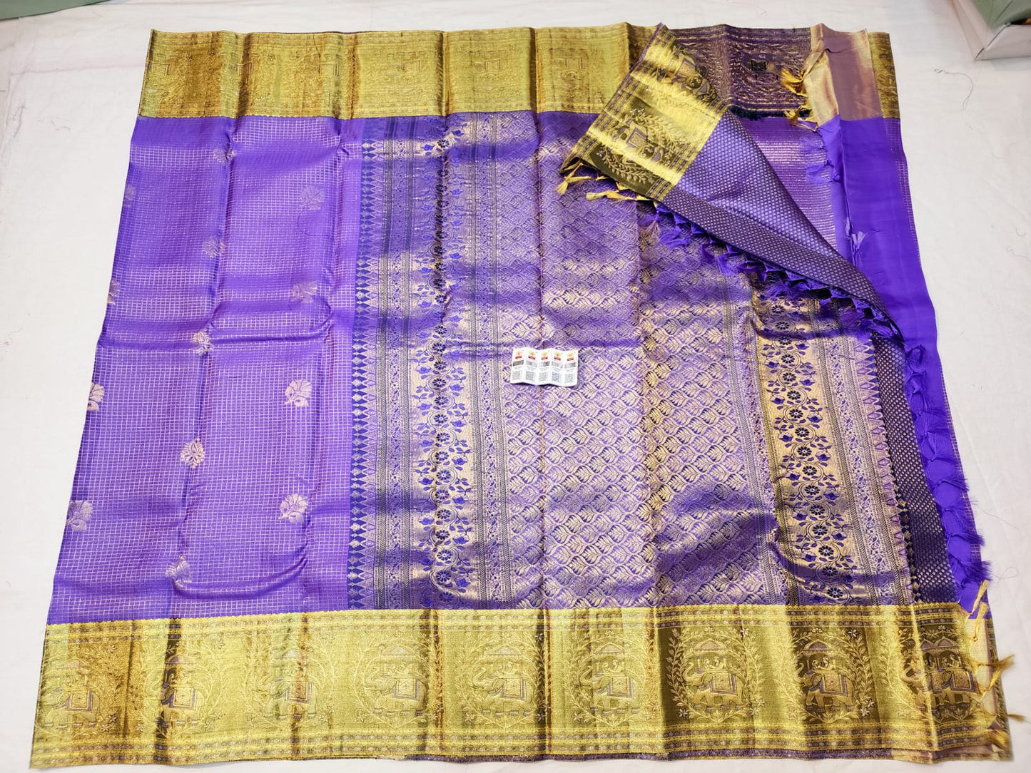 Kanchipuram Pure Silk Saree Bridal Lavender Kanjivaram Sari SPK244