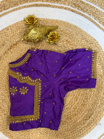 42” XL Size 12 size Aari Worked Sari Blouse Indian Saree Top Purple B161